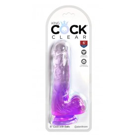 Dildo ar sēkliniekiem 18 cm violets - KING COCK