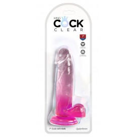 Dildo munanditega 20cm roosa - KING COCK