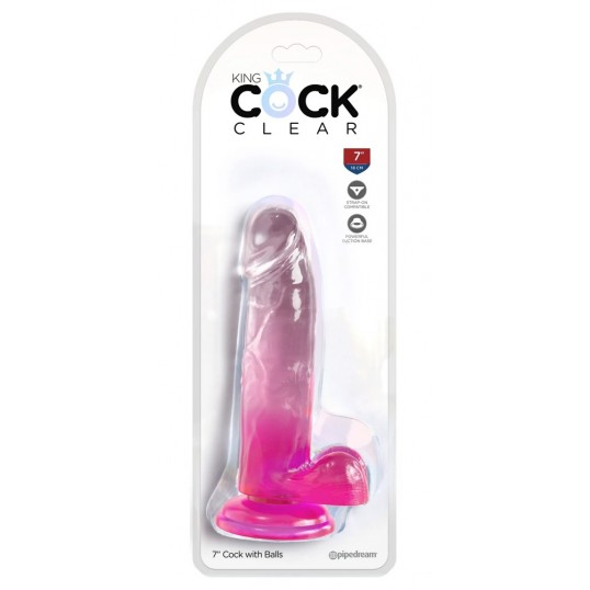 Dildo ar sēkliniekiem 20cm rozā - KING COCK