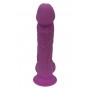 Dubultā blīvuma dildo ar sēkliniekiem 18cm violets - REAL LOVE - Dream Toys