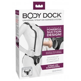 Ērta strap-on siksna ar plecu siksnām un pamatni piesūceknim - Body Dock