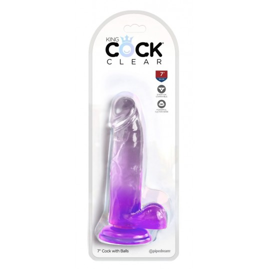 Dildo ar sēkliniekiem 20cm violets - KING COCK