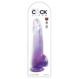 Dildo ar sēkliniekiem 28cm violets - KING COCK