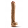 Dildo munanditega 35,5 cm tume nahavärv - DR. SKIN