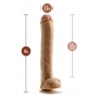 Dildo munanditega 35,5 cm tume nahavärv - DR. SKIN