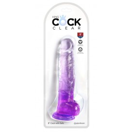 Dildo ar sēkliniekiem 22cm violets - KING COCK