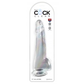 Dildo munanditega 28cm läbipaistev - KING COCK