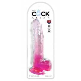 Dildo ar sēkliniekiem 24cm rozā - KING COCK