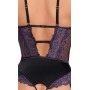 Violets mežģīņu bodijs ar atvērtu kājstarpi un spīdīgu akmentiņu detaļām M - Cottelli LINGERIE