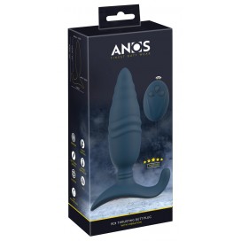 Anālais vibrators ar grūdienu funkciju zils - ANOS