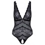 Must pitsdetailidega body ja avatud jalgevahe M - Cottelli LINGERIE