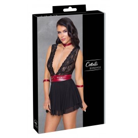 Babydoll ar sarkaniem bondāžas elementiem XL - Cottelli Bondage