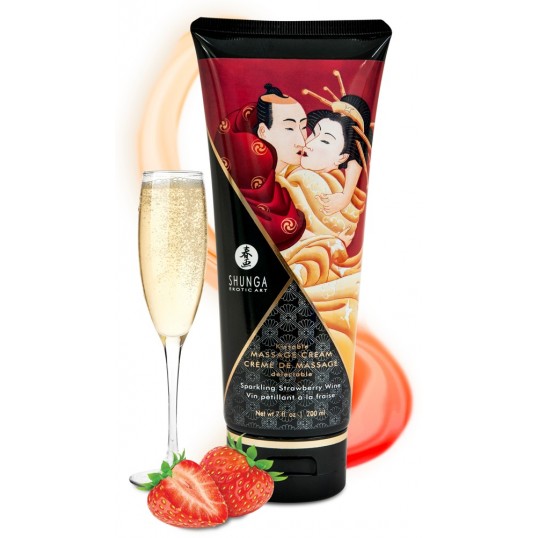 Massage cream with strawberry/champagne flavour 200 ml - Shunga