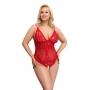 Sarkans mežģīņu bodijs ar atvērtu kājstarpi 4XL - COTTELLI Curves 