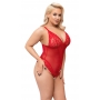 Sarkans mežģīņu bodijs ar atvērtu kājstarpi 4XL - COTTELLI Curves 