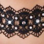 Embroidered choker+rhinestones