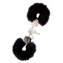 Metal handcuff with plush black