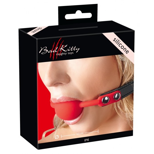 Силиконовый кляп-шар на чёрных ремешках red gag silicone