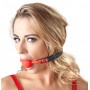 Силиконовый кляп-шар на чёрных ремешках red gag silicone