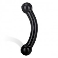 G-spot black glass dildo - glas double bull