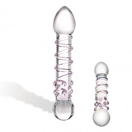 Dubults stikla dildo ar tekstūru - Glas