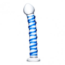 Spirālveida Stikla Dildo zils - Glas