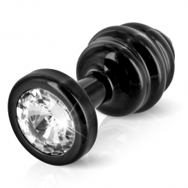 Diogol - ano butt plug ribbed black 35 mm