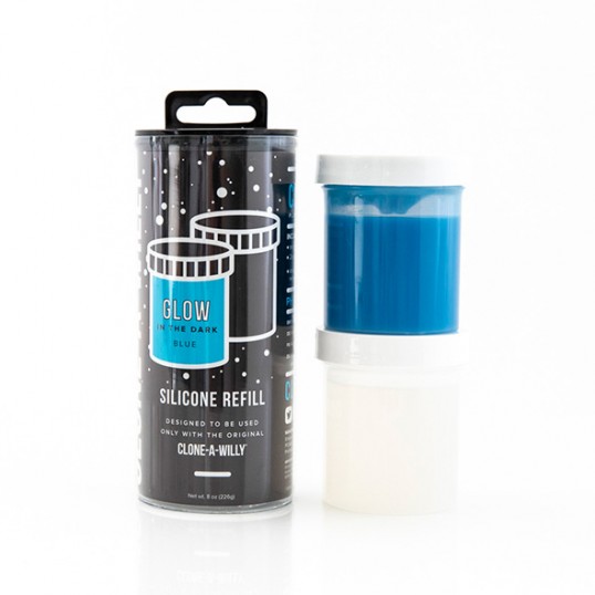 Clone-a-willy - refill glow in the dark blue silicone