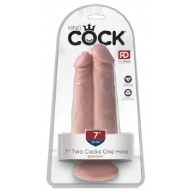 Сдвоенный телесный фаллоимитатор на присоске 7" two cocks one hole - 20,3 см.