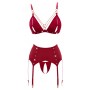 Bra and suspender set red s