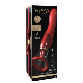 Красный двухсторонний вибростимулятор ultimate pleasure 24k gold luxury edition - 25 см.