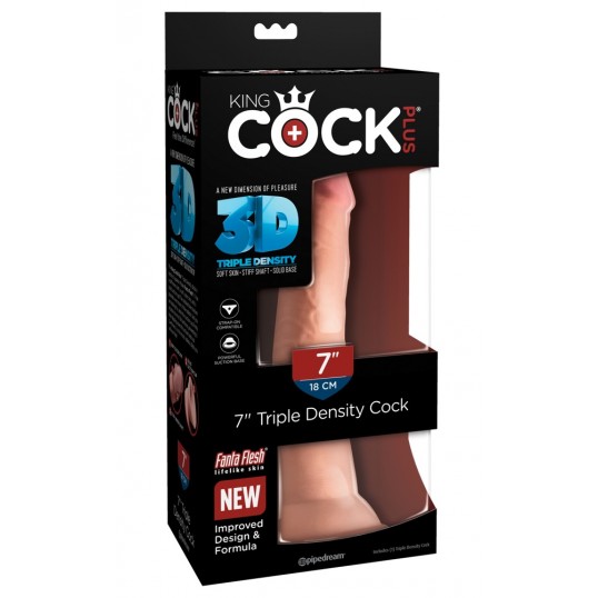 Фаллоимитатор на присоске без мошонки King Cock Plus 7 Triple Density Cock, телесный