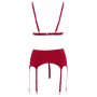 Bra and suspender set red xl