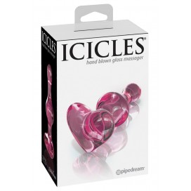 Teksturēts stikla dildo rozā - Icicles no. 75