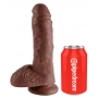 Dildo ar sēkliniekiem 20cm brūns - King Cock