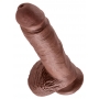 Dildo ar sēkliniekiem 20cm brūns - King Cock