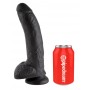 Dildo ar sēkliniekiem 23cm melns - King Cock