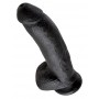 Dildo ar sēkliniekiem 23cm melns - King Cock