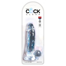 Dildo ar sēkliniekiem 20.5cm caurspīdīgs - King Cock