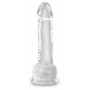 Dildo munanditega 20,5 cm läbipaistev - King Cock