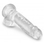 Dildo munanditega 20,5 cm läbipaistev - King Cock