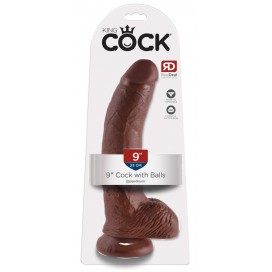 Dildo ar sēkliniekiem 23cm brūns - King Cock