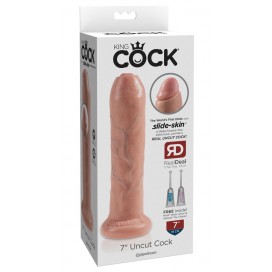 Телесный необрезанный фаллоимитатор на присоске 7" uncut cock - 19,1 см.