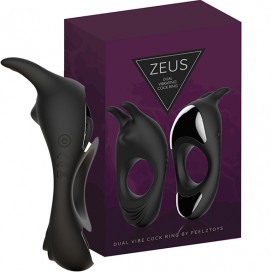 Vibreeriv Erektsioonirõngas Kliitori Stimulaatoriga - Feelztoys Zeus dual vibe must