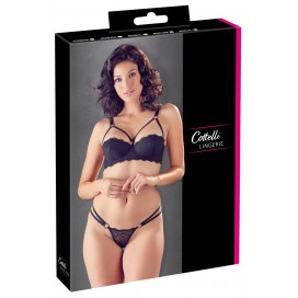 Pitsiline pesukomplekt 75b/s must cottelli lingerie