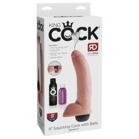 Dildo ar sēkliniekiem un spermas rezervuāru 23cm - king cock