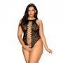 Teddy bodijs ar ziedu rakstu melns XL/XXL - Obsessive - b129