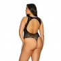 Teddy bodijs ar ziedu rakstu melns XL/XXL - Obsessive - b129