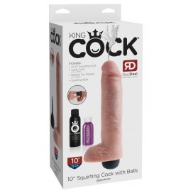 Dildo ar sēkliniekiem un spermas rezervuāru 25cm brūns - king cock