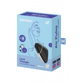 Gaisa pulsators ar vibrācijām un aplikāciju melns - Satisfyer love triangle